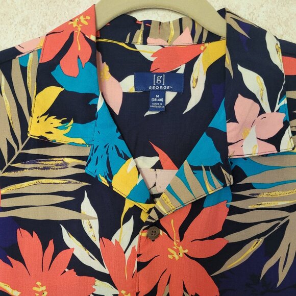 George Hawaiian Floral Print Mens Shirt NWOT Size M - Picture 2 of 14